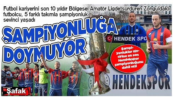 Zonguldaklı futbolcu 5’inci şampiyonluk gururu yaşıyor
