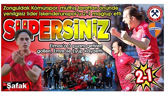 Zonguldak Kömürspor yenilgisiz lider İskenderunspor'u devirdi... İşte Zonguldakgücü: 2-1